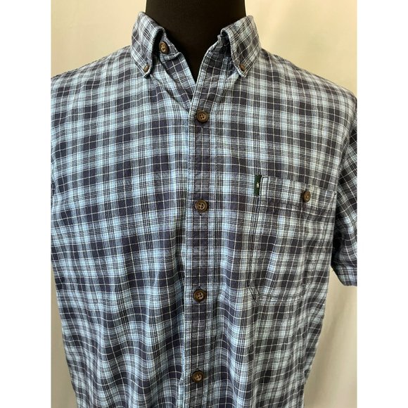 G.H. Bass & Co. 2-Tone Blue Plaid Short Sleeve Button-Down Casual Shirt - Picture 2 of 12